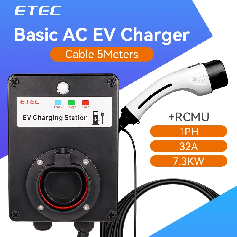 EV  EKEC4-C/S Electric Car Charger Station 3 Phase 32A 7.3KW/22kw Low price  Wallbox Charging with RCMU Type 2 Outlet