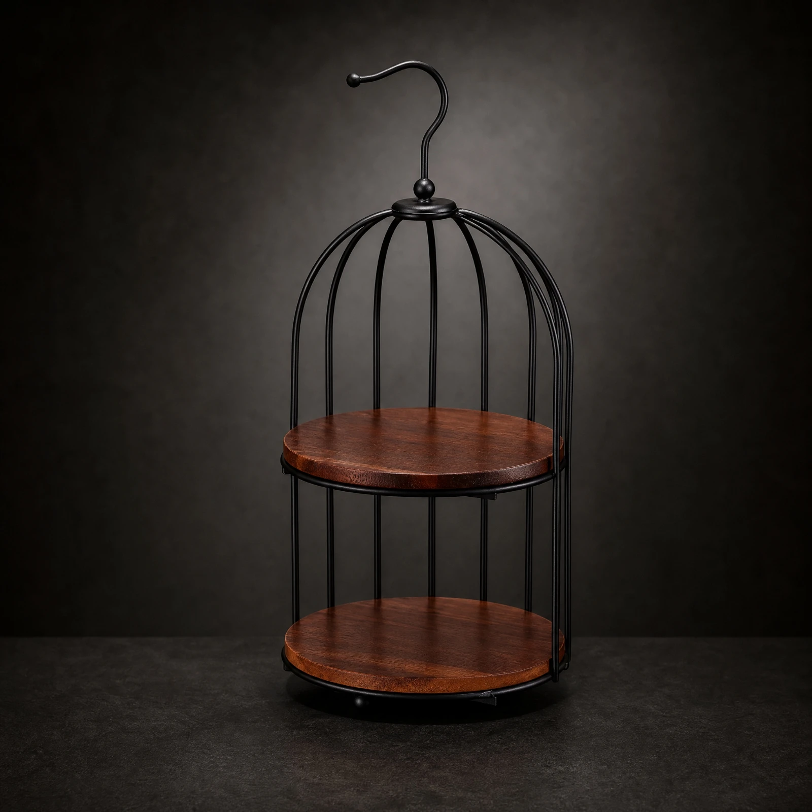 Birdcage Display Stand with Hanging Hook Eye-Catching Birdcage Dessert Stand Multi-Layer Cake Snack Holder Rustic Romantic