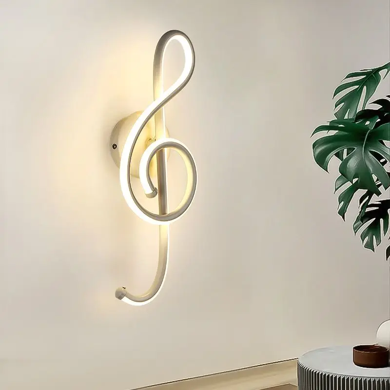 

Modern Music Note Wall Light Bedside Lamp for Bedroom Hallway Staircase Hotel Minimalist Art Decor