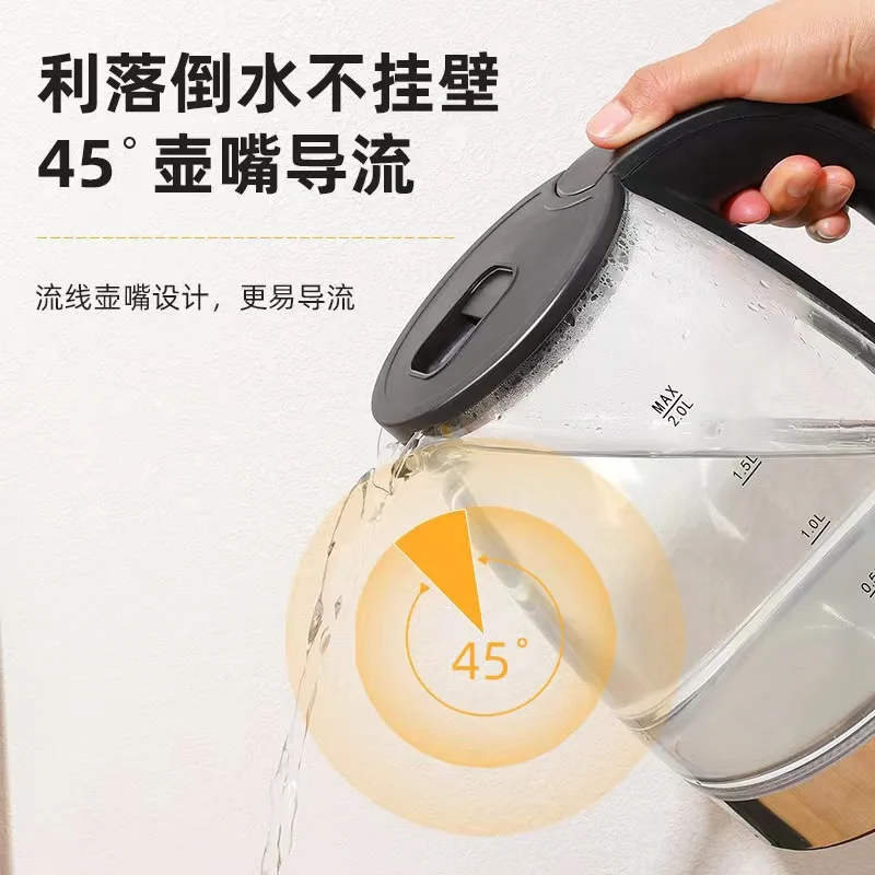 Borosilicate Glass Multi-Function Electric Kettle LED Indicator Water Boiler with Auto Shut-Off for Home & Office