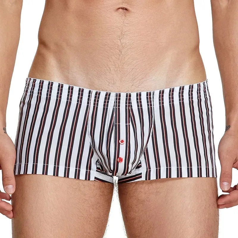 Men Striped Printed Boxers Shorts Comfortable Underwear Breathable Summer Soft Cotton Pajama Shorts Loungewear Male Underpants
