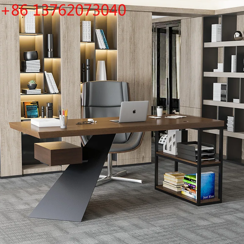 

Простой компьютерный стол из цельного дерева для домашнего кабинета с выдвижными ящиками, комбинацией книжного стола и стула