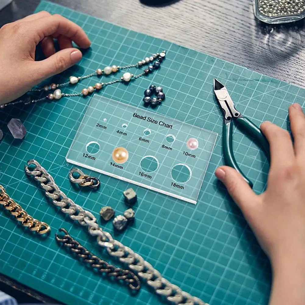 

Измеритель размера прозрачных бусин, инструмент для измерения акриловых круглых шаблонов, многофункциональная линейка геометрических шаблонов