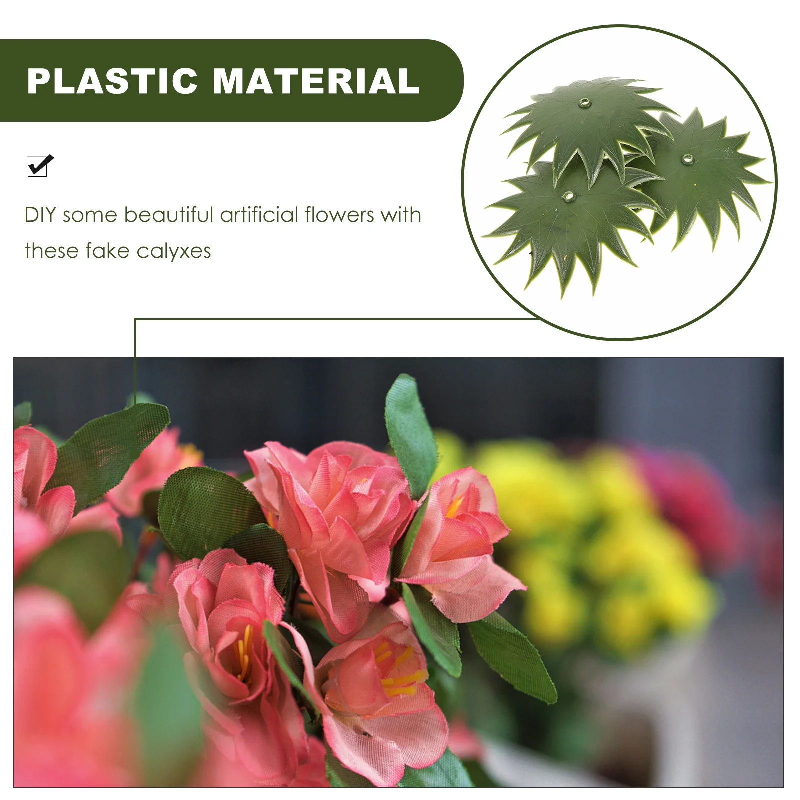

50pcs Artificial Flower Calyxes Plastic Green Sepals for DIY Flowers Making Practical Accessories Arrangement Simulated