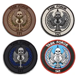 Skull Embroidered Patches Call of Missio n Task Force 141 Armband Patch Military Hook&Loop Sewing Stickers Backpack Applique