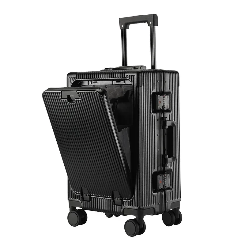 Maleta portátil de 20 pulgadas con Apertura frontal, maleta con carrito de carga USB, marco de aluminio para ordenador portátil, equipaje, nueva