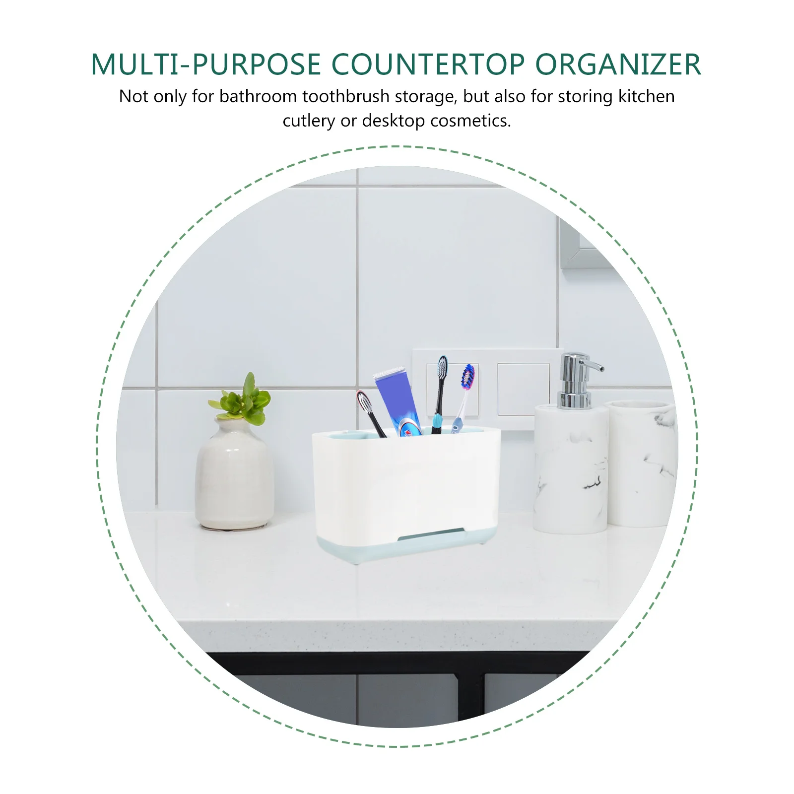 

1pc Toothbrush Organizer For Bathroom Counter Countertop Bathroom Organizer With Draining Tray Electric Toothbrush Holder