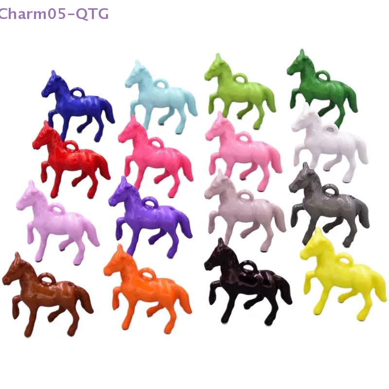 10Pcs 3D Horse Charms Pendants Acrylic UV Glossy Colored  Fo