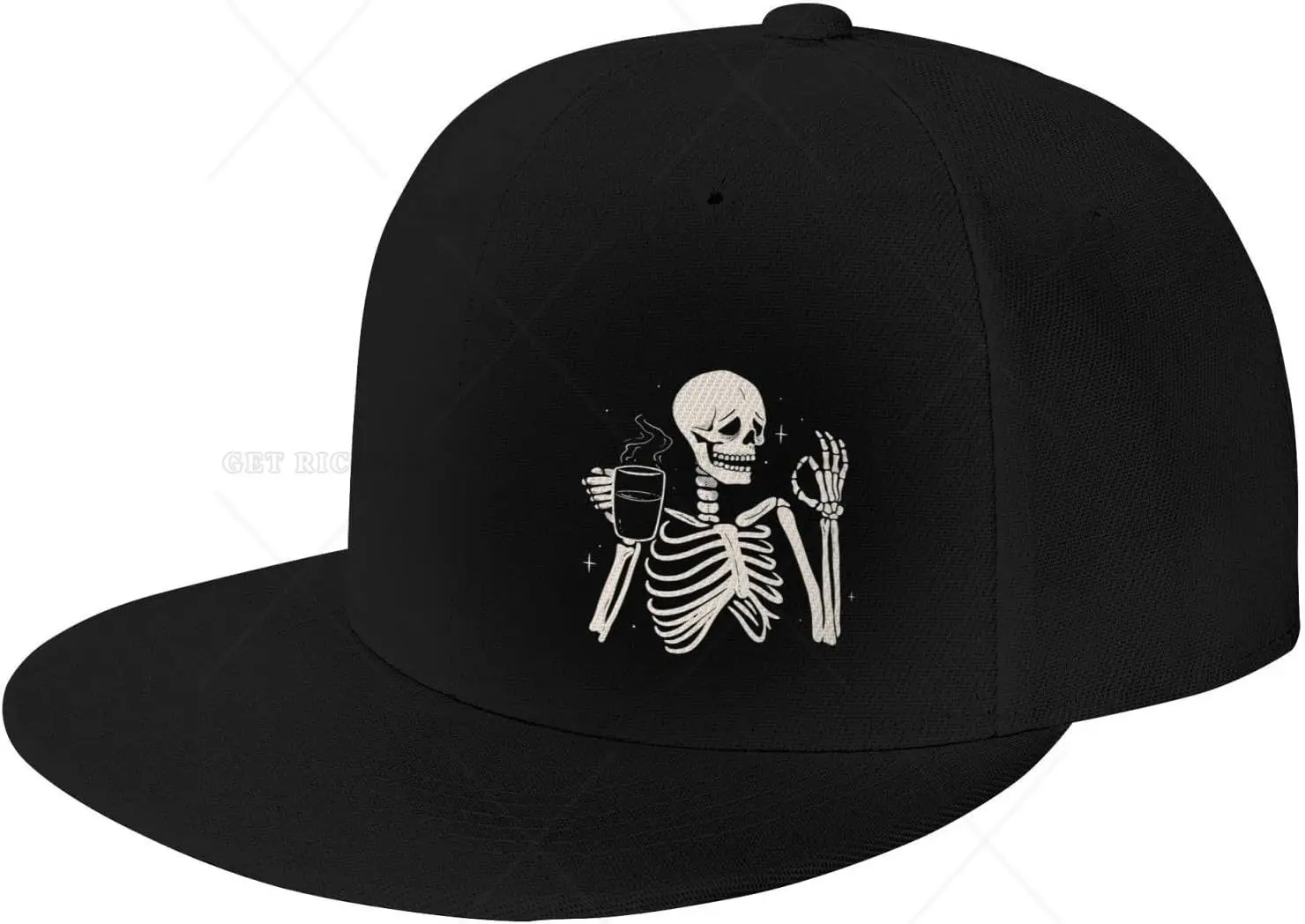 

Coffee Skull Hand Paw Print Men Snapback Hat Boys Black Baseball Cap Funny Adjustable Sports Flat Bill Trucker Dad Gift