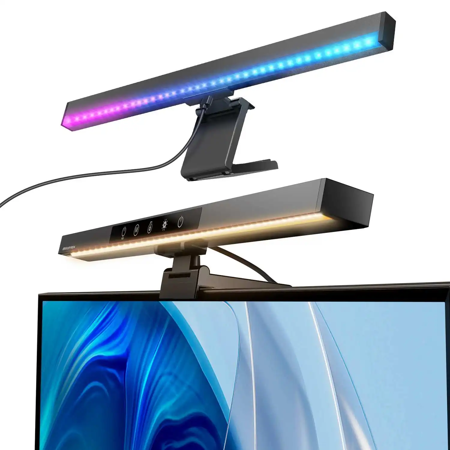 BM-CS1 RGB Backlight Computer Monitor Lamp Stepless Screen Hanging Light Bar for Home Office Desk w/ Memory Function