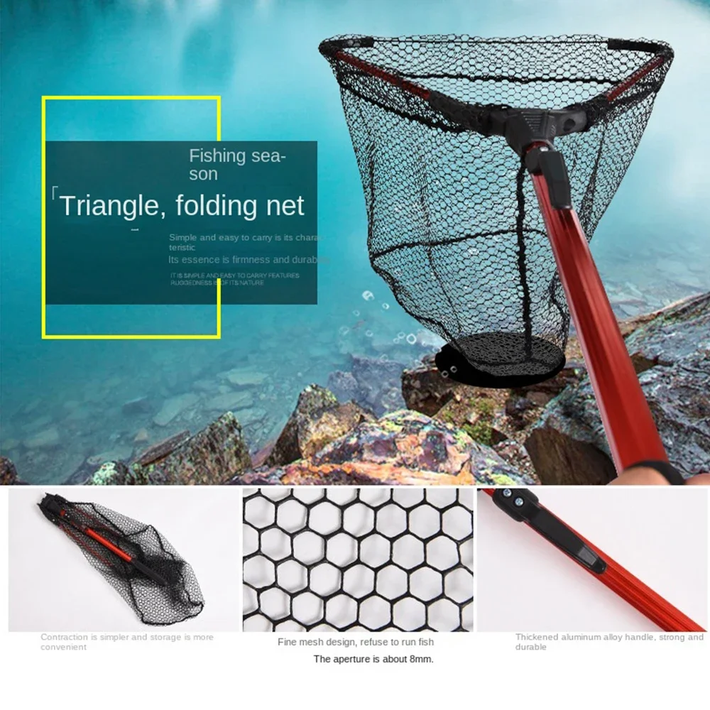 72/80cm Aluminum Alloy Fishing Net Telescoping Foldable Landing Net Retractable Pole for Carp Fishing Tackle Catching Releasing