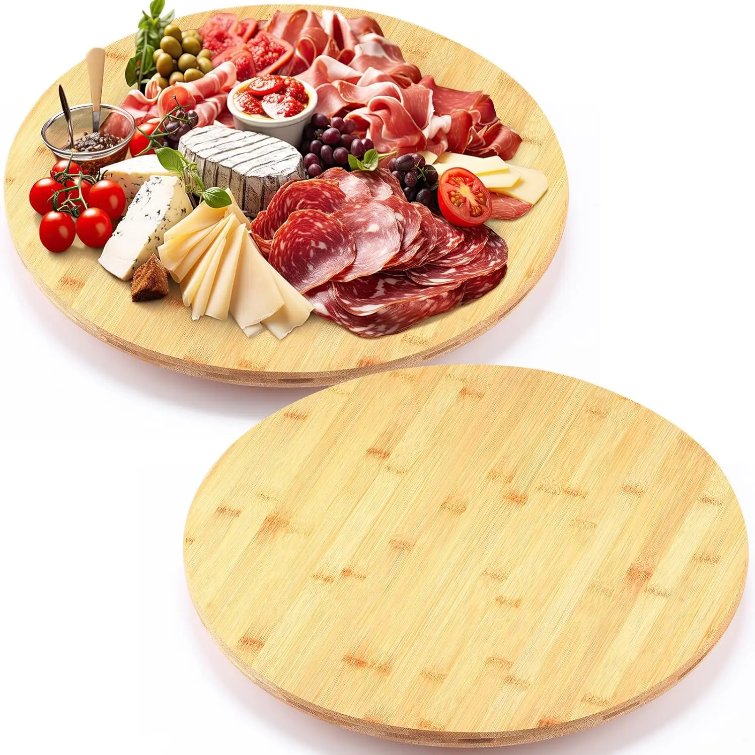 

2 Pa Bamboo Wood Lazy Susan Rotating Turntable Organizer Wooden Charcuterie Board Cheese Board Turntable For Dining Table