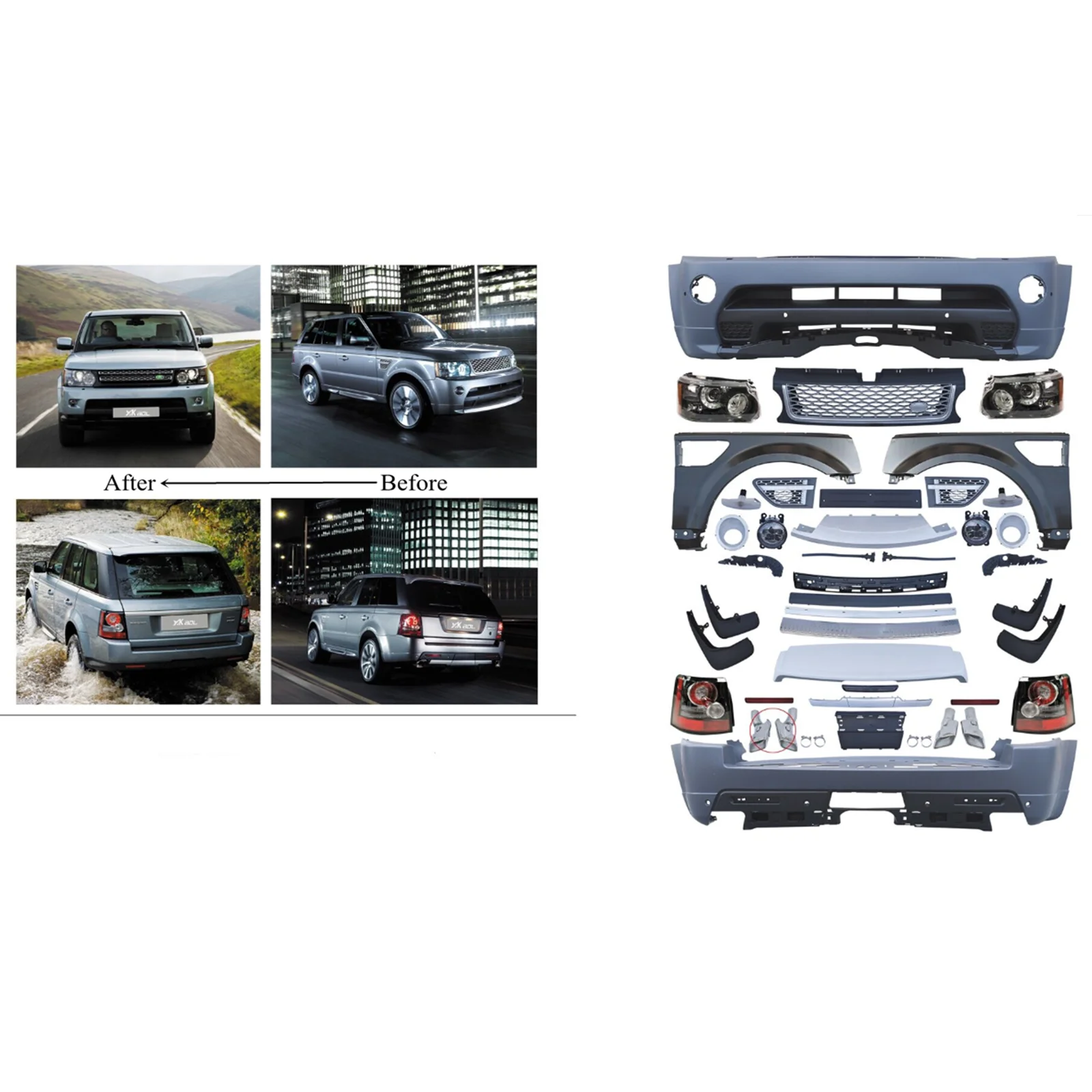 

2010-2012 Autobiography L320 Body Kit Upgrade For Land Rover Range Rover Sport 2002-2009 Facelift Bodykit Auto Parts