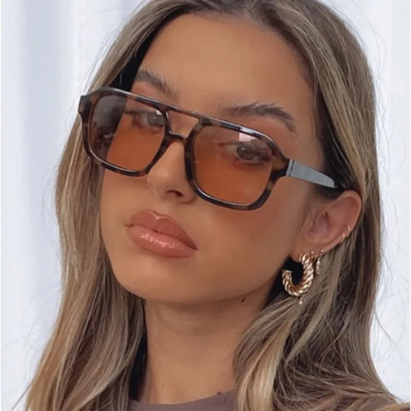 Lunettes de soleil aviateur tendance pour femme, style vintage à double pont, protection UV400