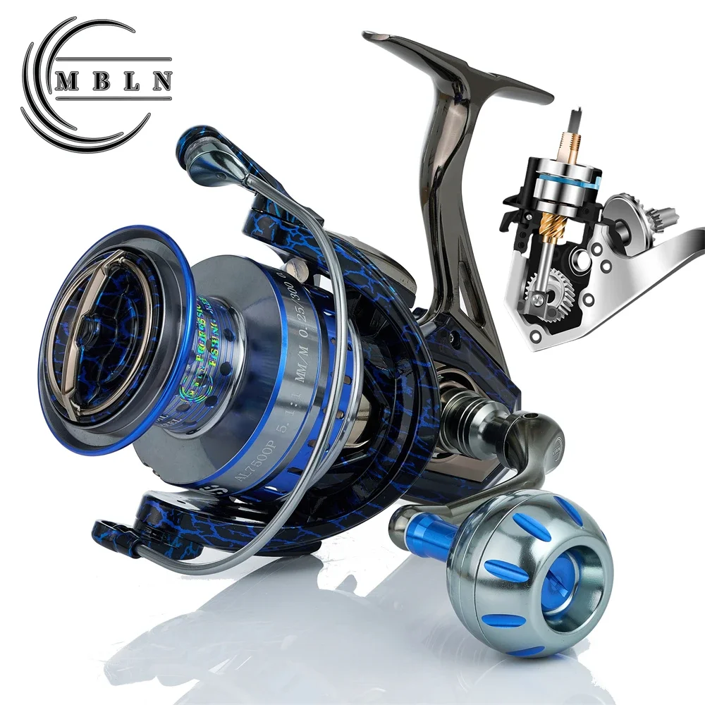 

MBLN Brand,Spinning Fishing Reel, 90% Full Metal, Alloy Gear&Spool&Foot&Handle, 5+1 Steel Ball Bearing, Suit Saltwater