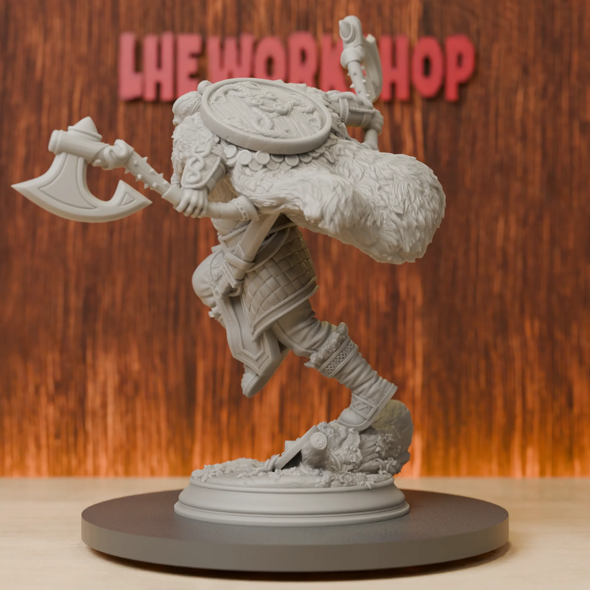 Dual-Axe Berserker Miniatures | 28mm-75mm | Resin 3D Printed DND Pathfinder Mini | Unpainted Grey