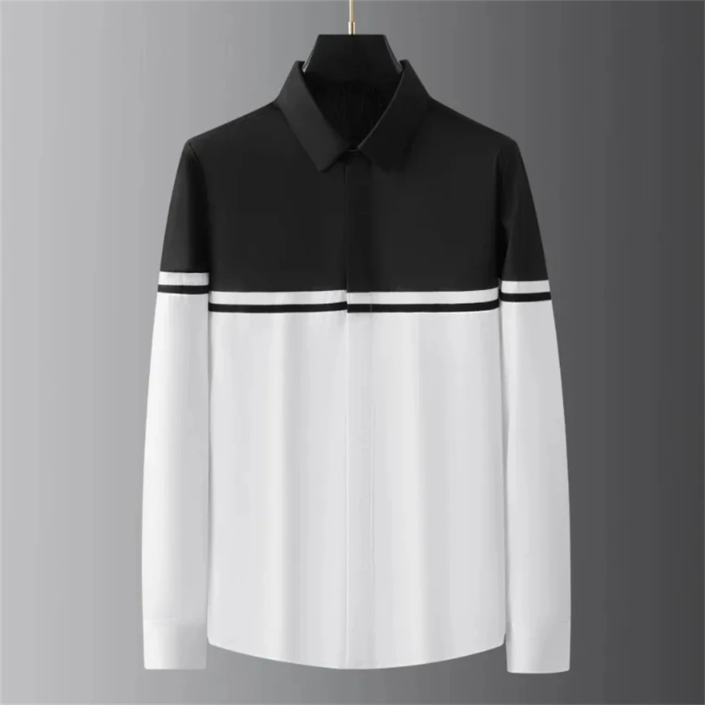 Luxury basic shirt men\'s long-sleeved casual shirt solid color fashionable Korean street high-end plus size men\'s clothing 6XL