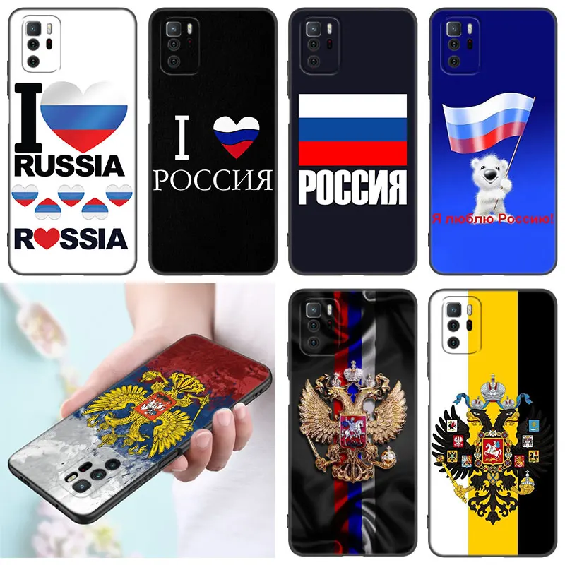 Russia Russian Flags Emblem Black Silicone Phone Case For Xiaomi Redmi Note 10 11 11S 12 13 Pro 4G Plus 11T 5G 10S 12S