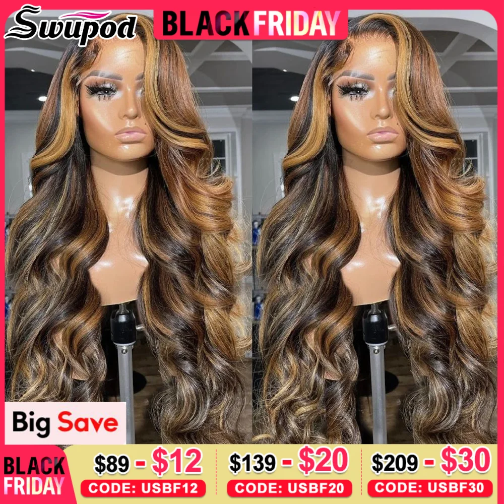 220% 13×6 Lace Front Wigs for Women Human Hair Lace Frontal Wig P4/27 Highlight Wig Body Wave Loose Wave Virgin Brazilian 30 32