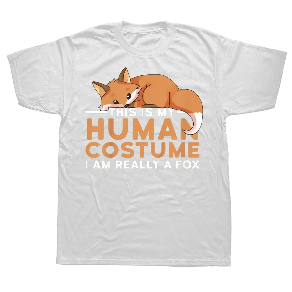 This Is My Human Costume I'm Really A Fox Halloween T Shirts Graphic Cotton Streetwear Short Sleeve Birthday Gifts T-shirt