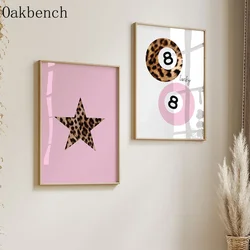 Eopard Print Wall arts Pink Print Picture Star Hanging Picture Nordic Painting Posters Bedroom Living Room Wall Decor No Frame