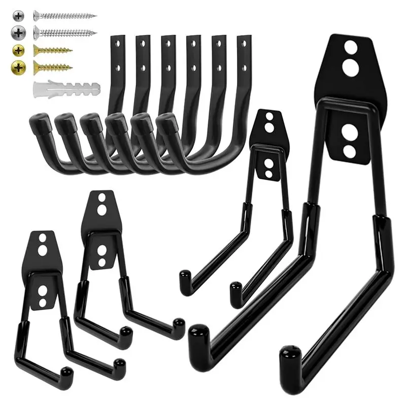 

Крючки для гаража ABIY Heavy Duty, универсальные J-образные крючки для подвешивания лестниц, велосипедов, электроинструментов с противоскользящим покрытием