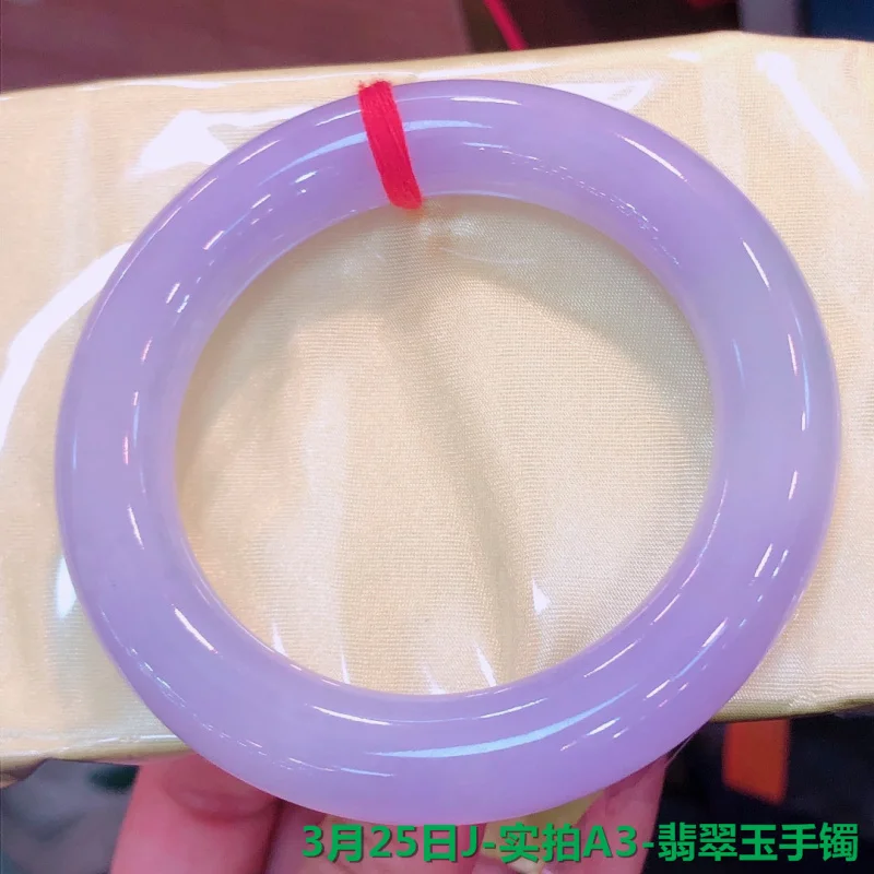 March 25th real shot of A3 jadeite bracelet, 56125, violet, plump round bar, pinkish purple, soft, beautiful, fresh an