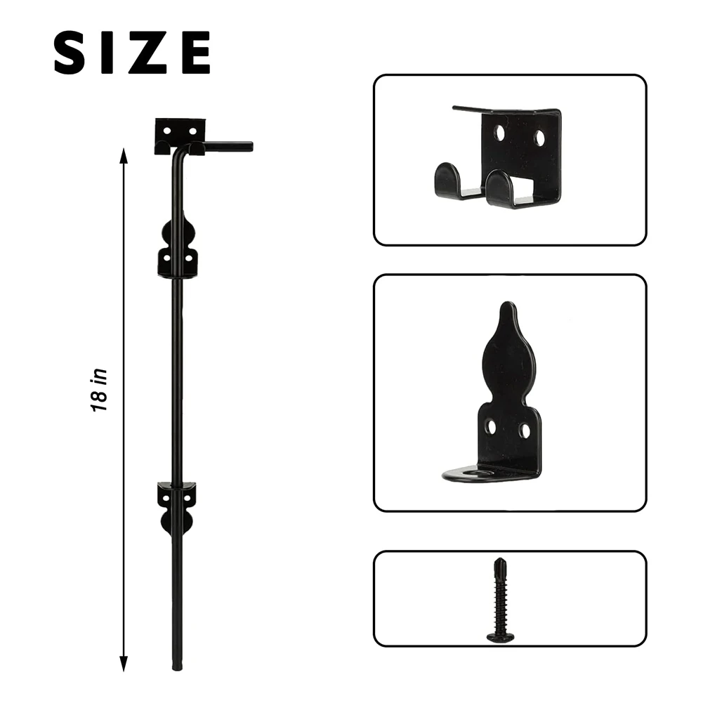 ABQR 18inch Cane Bolt Heavy Duty Gate Drop Rod, Hardware Ground Latch Gate Stopper Gate Hardware, Cane Bolts for Wood Fences
