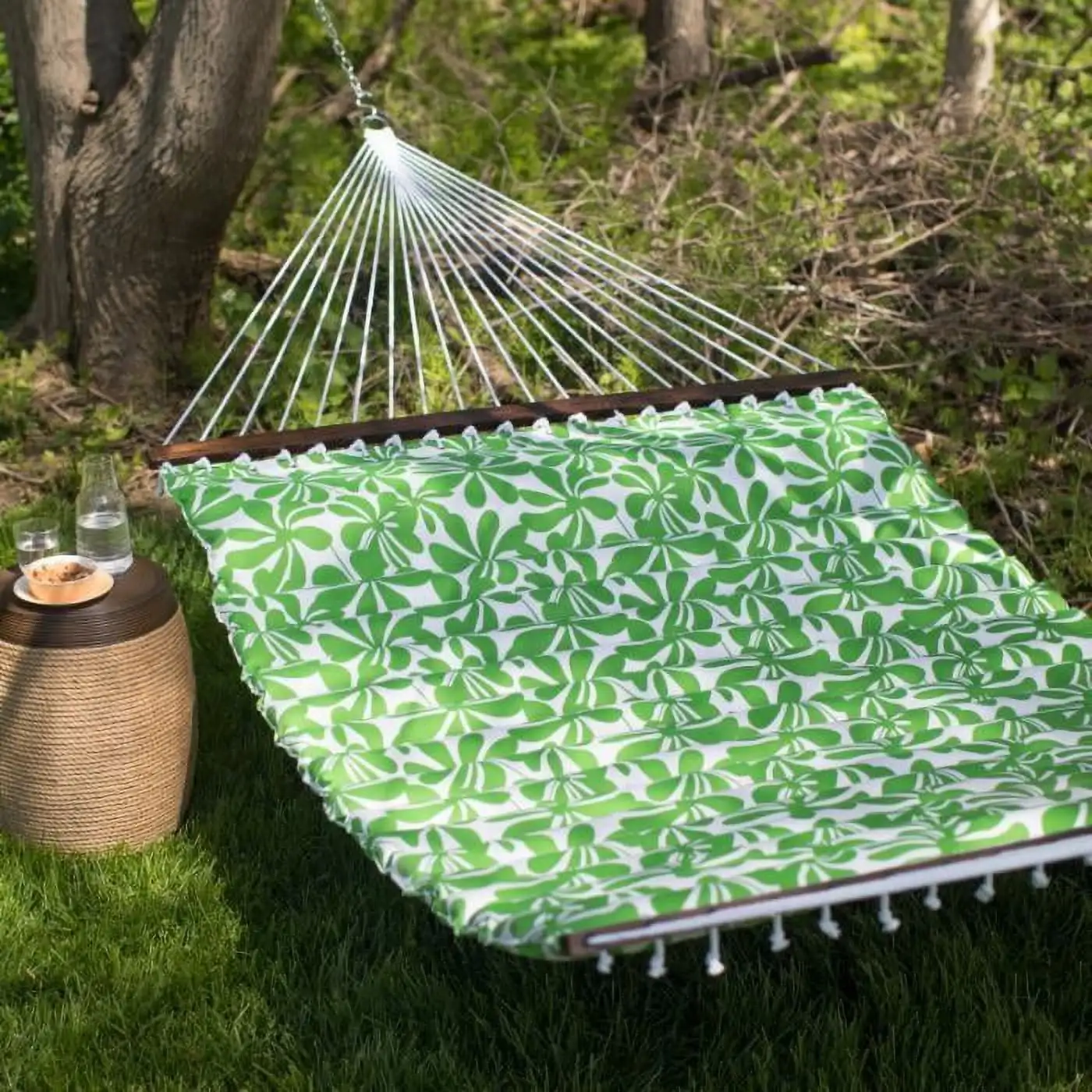 

Garden Bloom 2 Person Hammock with Pillow, Spring Green Color, Product Assembled Size 11.65ft L x 4.5ft W