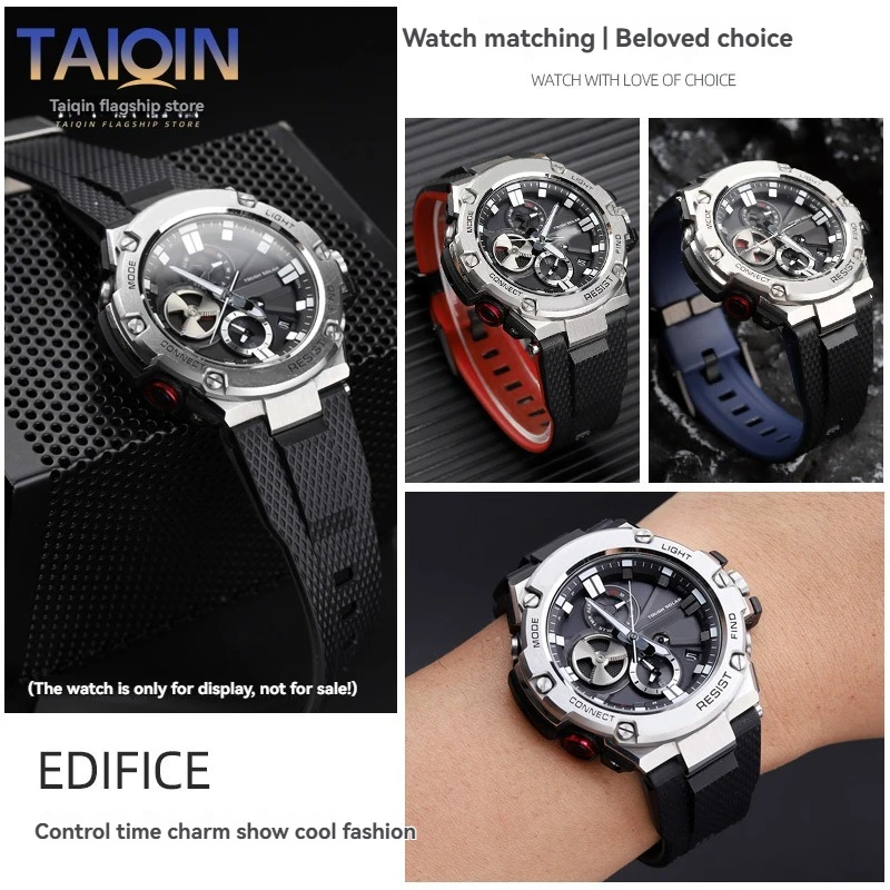 Resin Silicone Watch Strap For Casio Steel Heart GST-B100/410/W100/S110/W300/210 Watchband Men's Waterproof Sports Wristband view 3