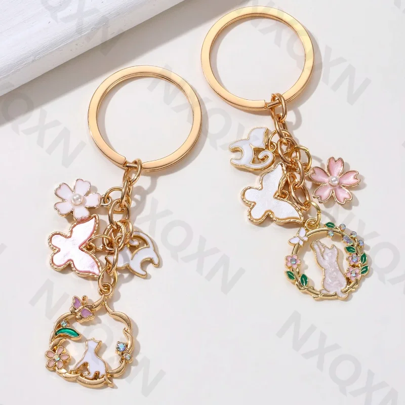 Довольно-милый-кот-цветок-бабочка-эмалированный-брелок-для-ключей-домашних-животных-растений-насекомых-брелок-для-ключей-для-женщин-и-мужчин-хороший-подарок-комплект-ювелирных-изделий-ручной-работы