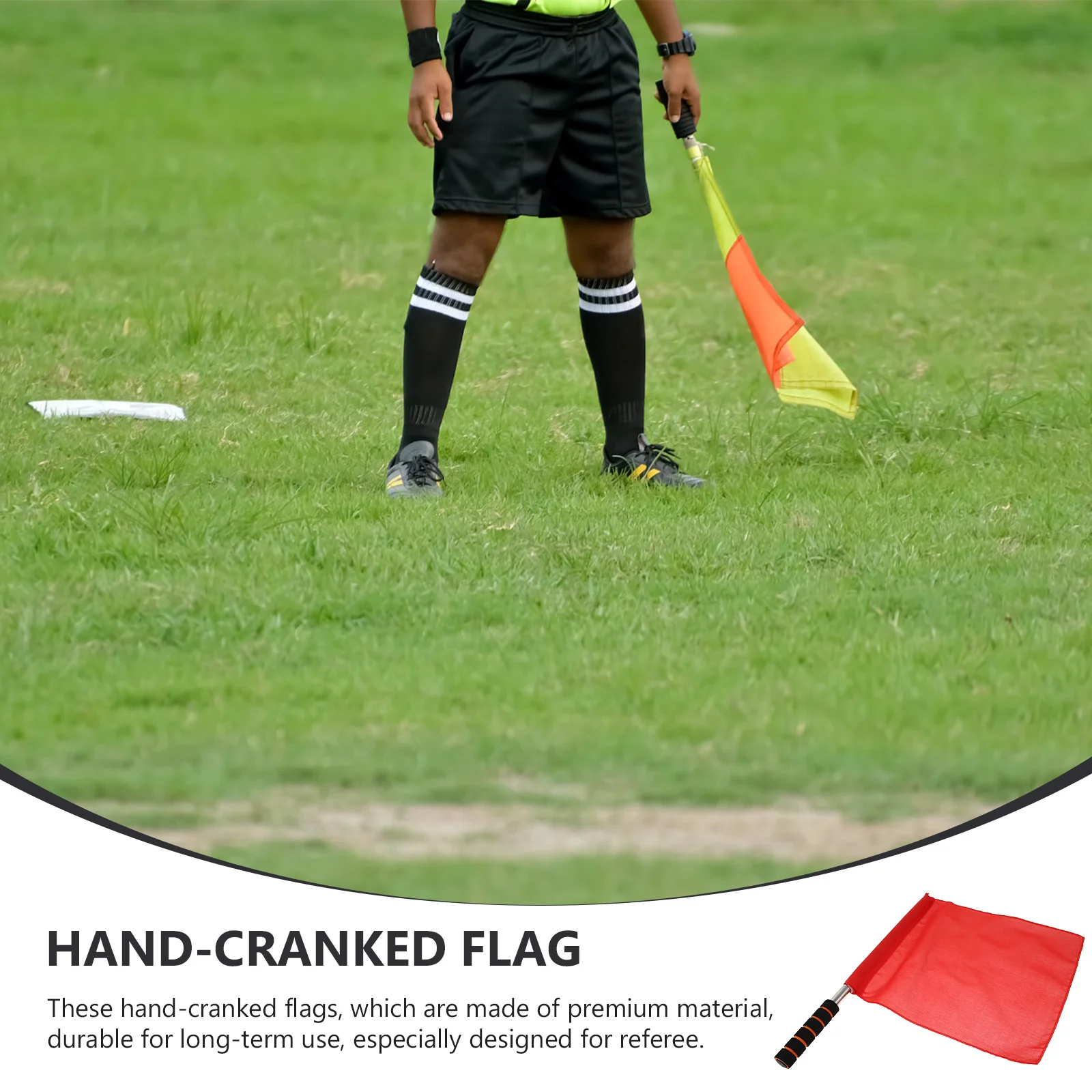 

5Pcs Referee Signal Flags Hand-Cranked Aluminium Alloy Poles Comfortable Sponge Handles Lightweight for Outdoor Football Game