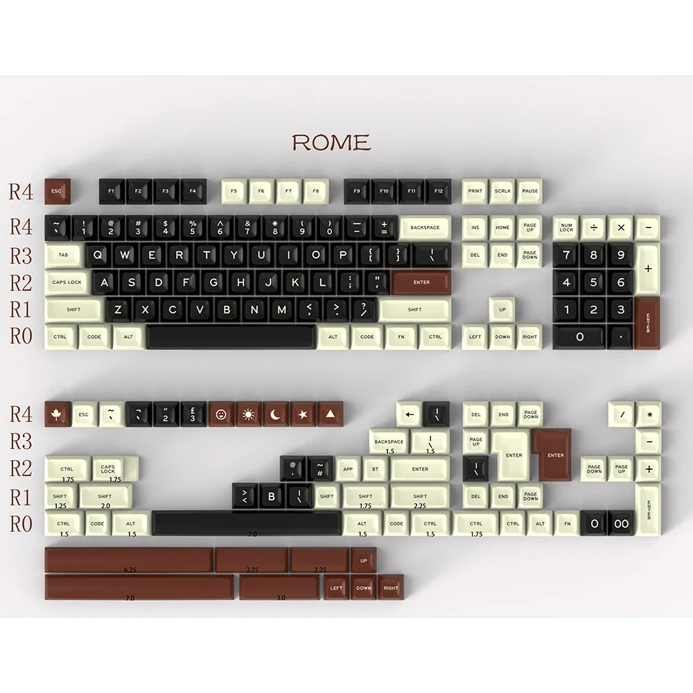 Roman keycap SA height ABS material two-color full set, suitable for mechanical keyboard customization 173 keys personalized key