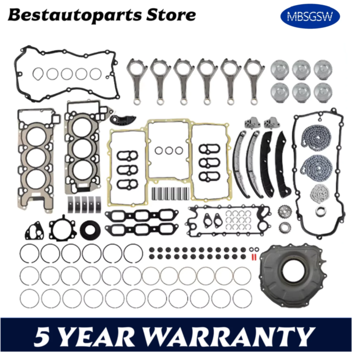 

Прокладка двигателя, комплект поршневых колец, комплект цепи ГРМ, подходит для 3,0 л T GAS AJ126 306PS для Land Rover Range Rover LR4 Jaguar 3.0L