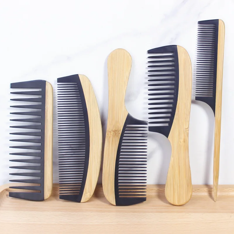 Hot Sale Natural Bamboo Wooden Tail Hair Combs Anti-Static Hairs Care Healthy Massage Close-Tooth Comb For Women