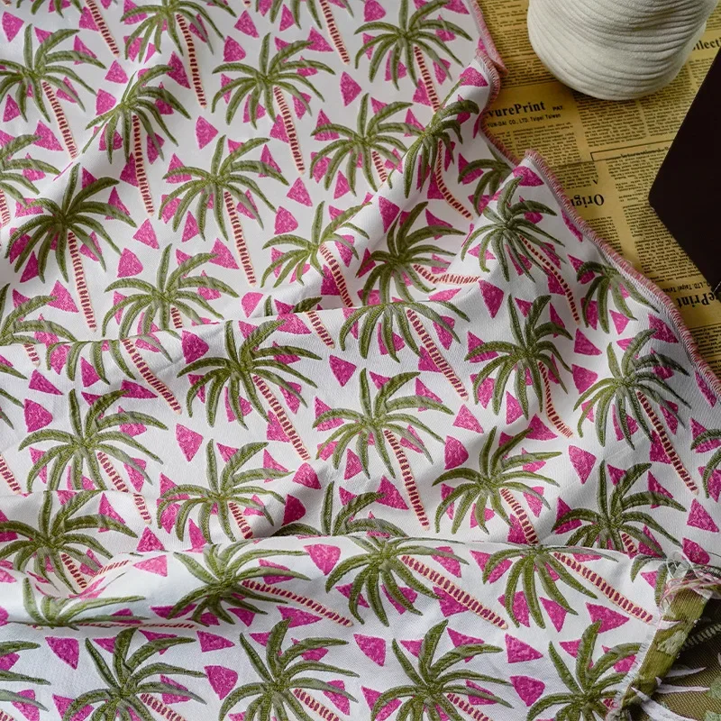 Summer Island Style Coconut Tree Jacquard Fabric Dress Shirt Hat Decorative Sewing Fabric