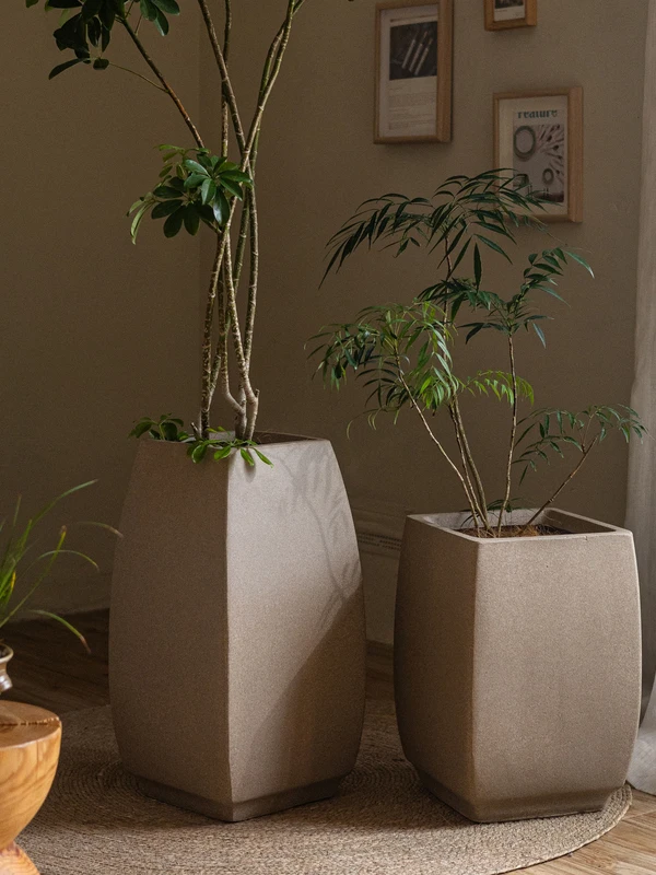 

Retro Coffee Color Magnesite Cerc Flower Pot Large Floor Standing Tall Indoor Turtle Ba Bamboo Flower Pot Home Decor