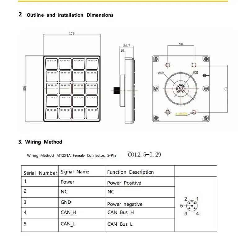 MAF DL-KB24Q 24-Keys Silicone Pad Keypad Button Panel Control Panel CAN Bus 24 Button Switch Button Canbus Keypad CAN Bus