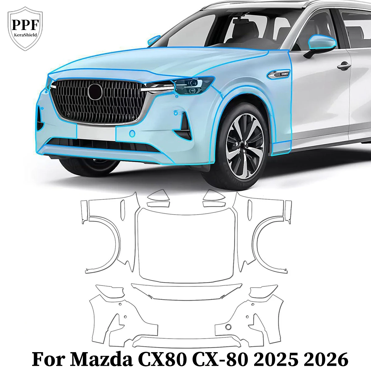 

For Mazda CX80 CX-80 2025 2026 TPU Car Paint Protection Film Precut Clear Cover Self-Healing Anti-Scratch PPF Resistant Stickers