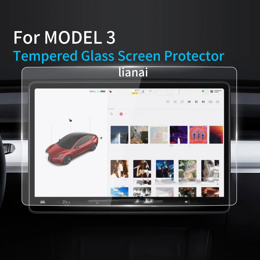 

Carplay Screen Protector Tempered Glass Protective Film Navigator Car Stickers Accessories For 24 tesla model 3