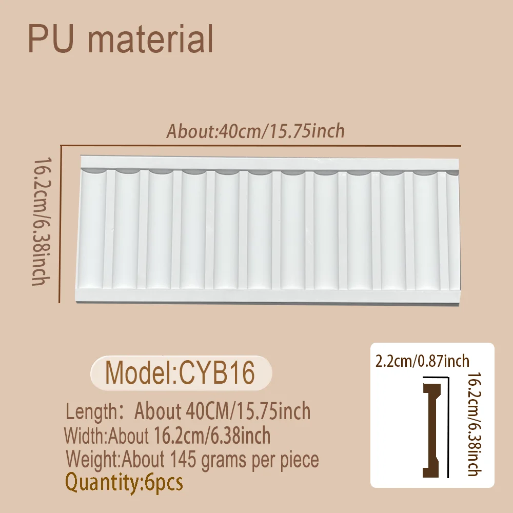 6 Pcs PU Cornice Molding Faux Gypsum Ceiling Border Trim Light‑Weight Polyurethane Ceiling Corner Moulding