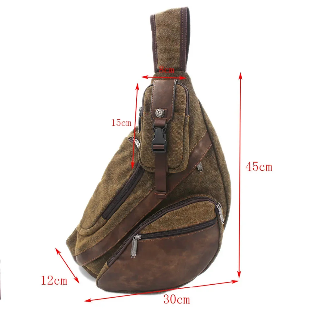 High Quality Men Canvas Sling Chest Daypack Backpack Travel Capacity Brand Famous Cross Body Single Rucksack Shoulder Bag