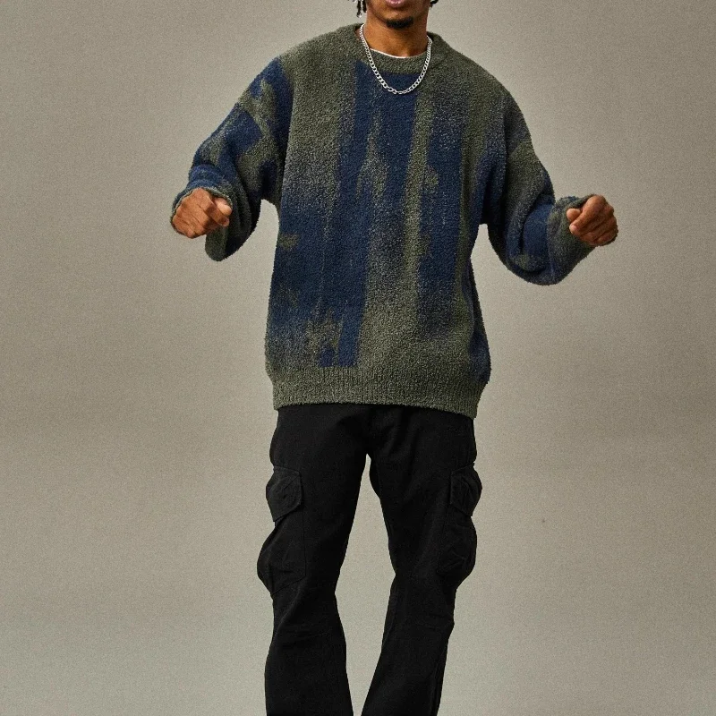 Luxury Gothic Vintage Sweater Pullover Men Hip Hop Harajuku Stripes Streetwear Y2k Clothes Tops Knit Sweather Couple Sweater New