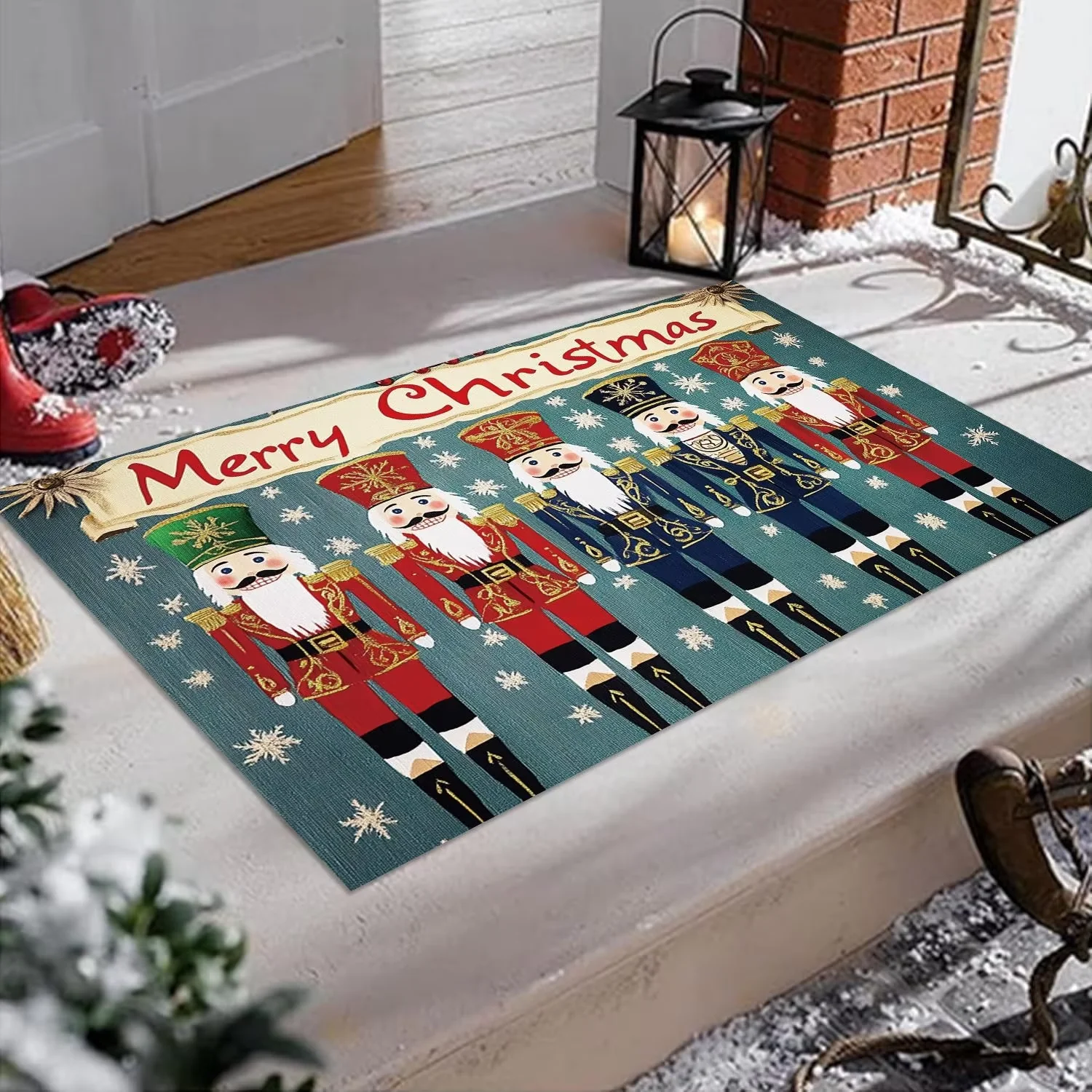VIKAMA Christmas Nutcracker Doormat Non-slip Comfortable Entrance Hallway Mat Bedroom Entryway Bedside Rug Home Decor