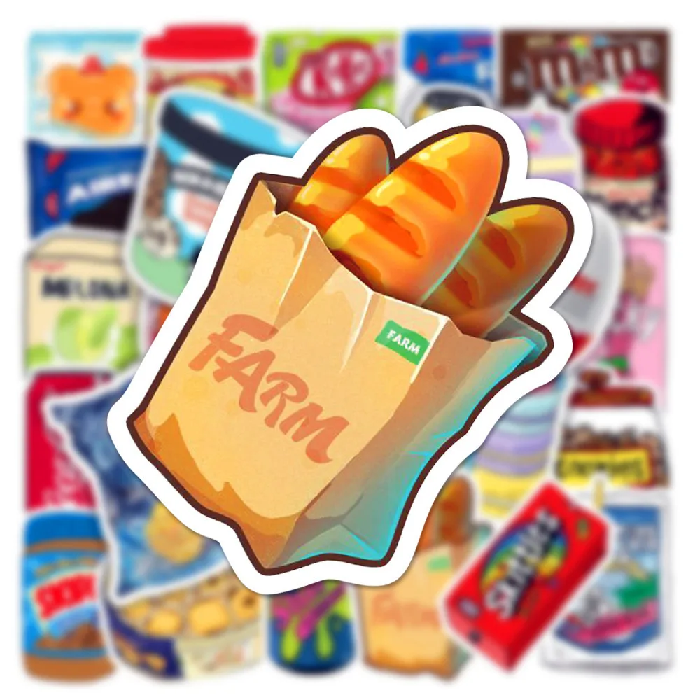 50Pcs Food Drink Milk Packaging Stickers Phone Bike Wall Scrapbook Motorcycle Cool Car Waterproof Cartoon Sticker for Kids Toys