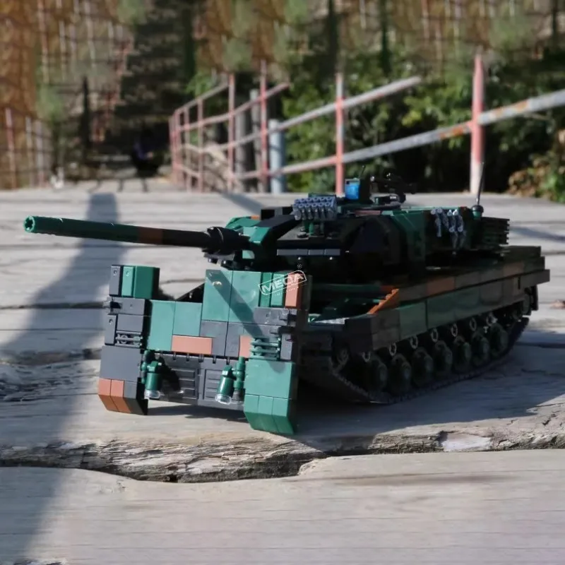 

WW2 German Leopard 2A6 Tank Building Blocks Cougar Armored Vehicle Bricks Model DIY Military Tank Car Hobby Collection Toys