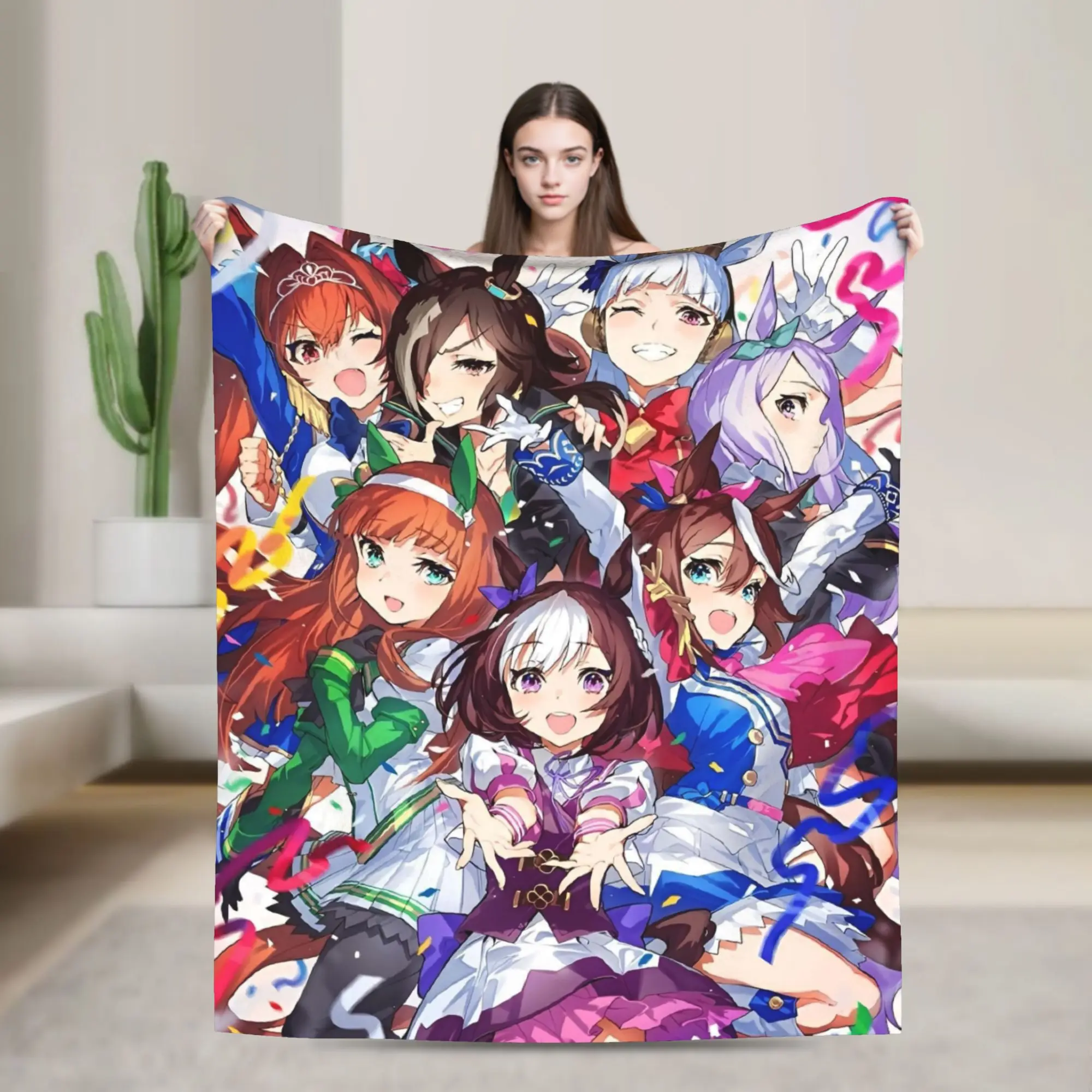 Umamusume Pretty Derby Anime Blanket Fleece Lovely Soft Throw Blankets for Outdoor Travel Bedspread