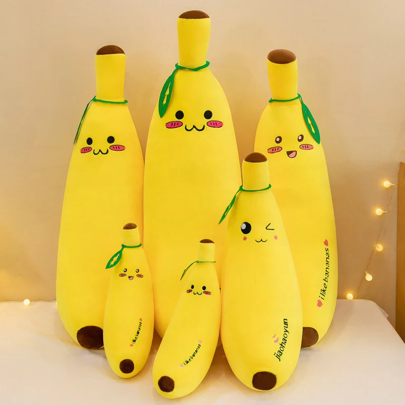 Peluche Kawaii bambola di pezza carino banana cartone animato espressione cuscino divertente regalo di compleanno per bambini morbido peluche coccoloso per bambini