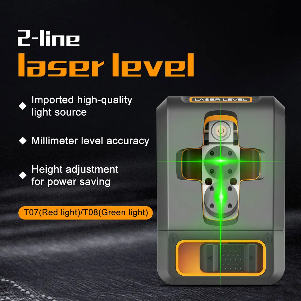 RZ 2 Lines Laser Level Red And Green Beam Self-Leveling Horizontal & Vertical Cross Line Laser Leveling Tools Set