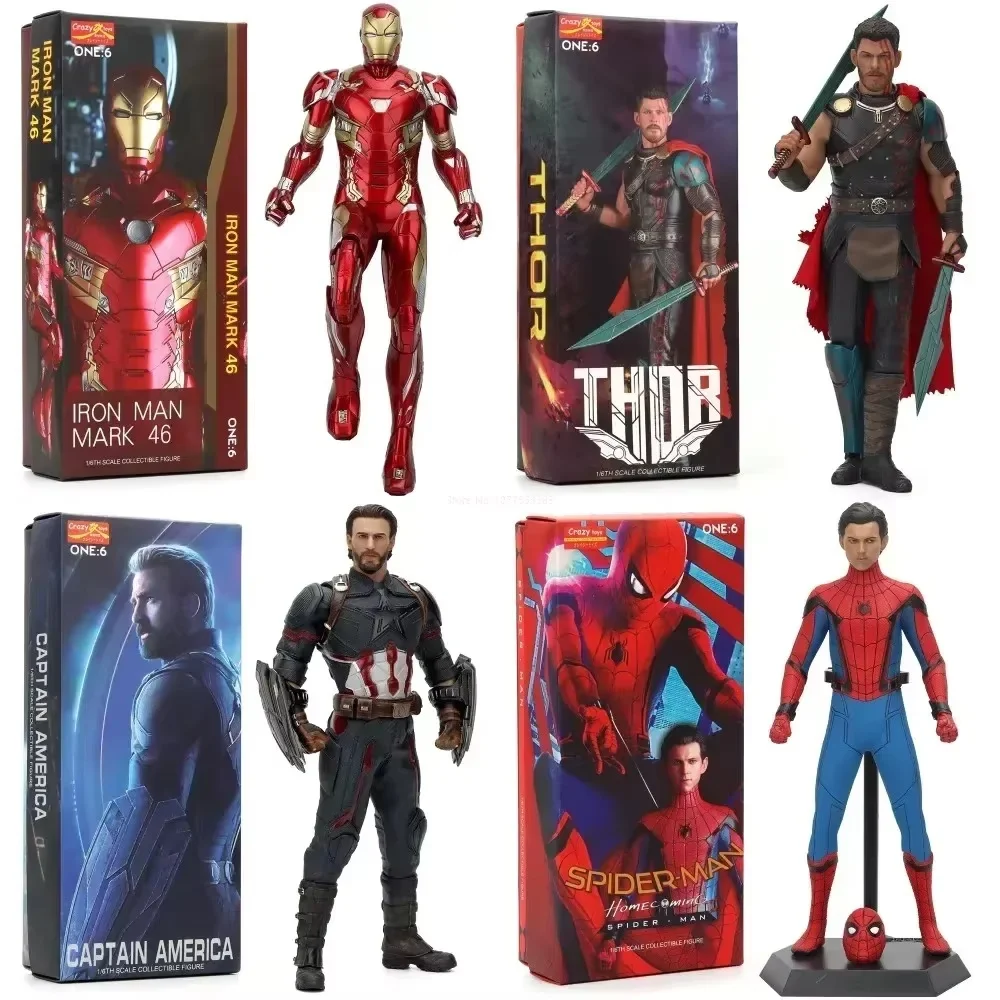 30cm Marvel 1/6 Iron Man Mk46 Scarlet Spiderman The Avengers Anime Figures Pvc Statue Model Ornaments Decor Adult Kids Toy Gifts